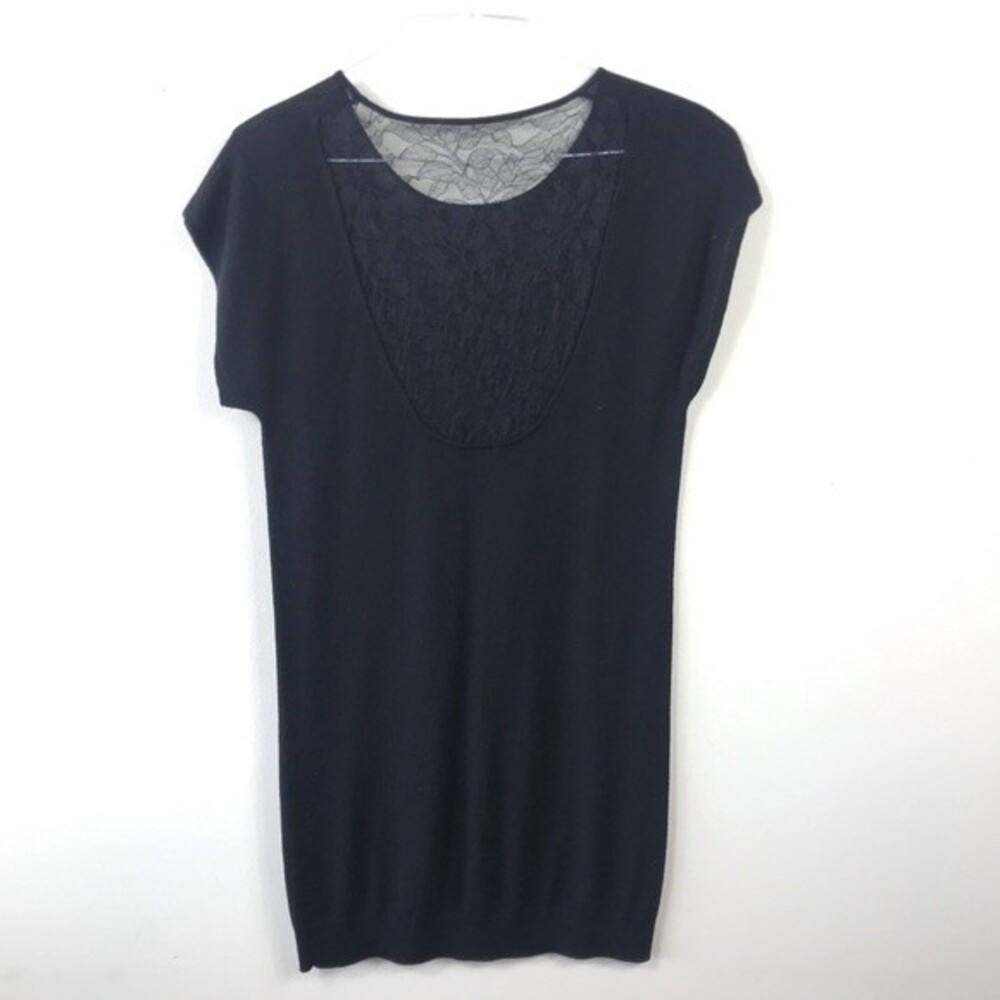 Theory Kobe Nouvella Black Lace Back Knit Wool Sweater Mini Dress Tunic S Goth - Picture 8 of 16